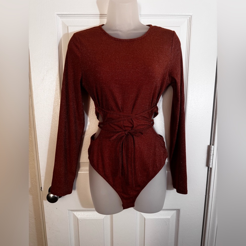 Le Lis Metallic Rust Long Sleeve Bodysuit 0003